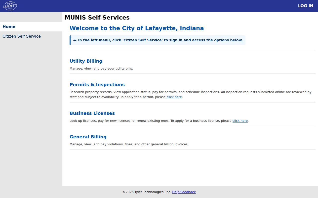 Lafayette street directory permit and inspection portal